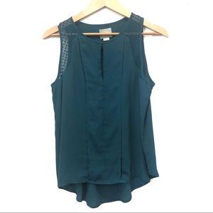 Anthropologie Mauve Emerald Green Semi Sheer Tank